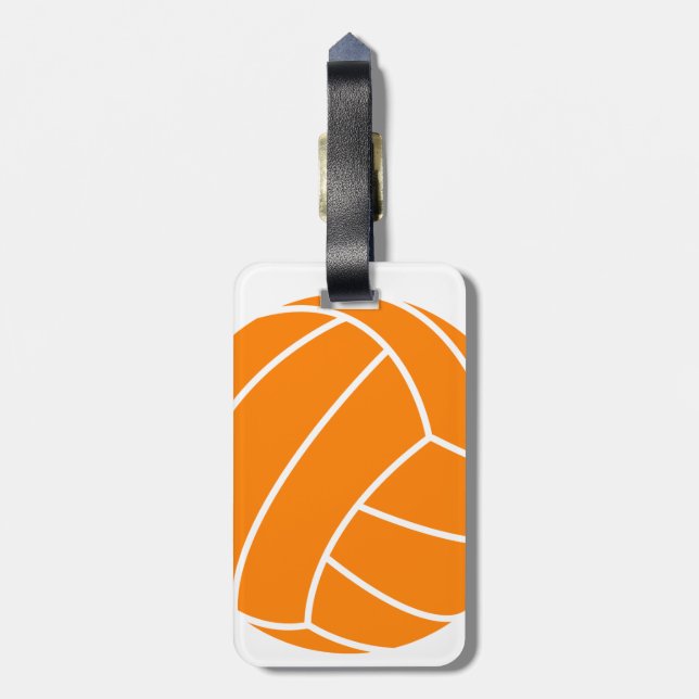 Etiqueta De Bagagem Voleibol Laranja e Branco (Traseira Vertical)