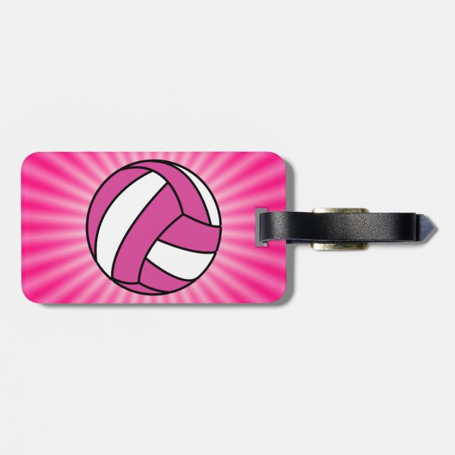 Etiqueta De Bagagem Voleibol Rosa (Traseira Horizontal)