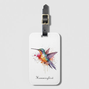 Etiqueta De Bagagem Voo Colorido, beija-flor aquarela personalizado
