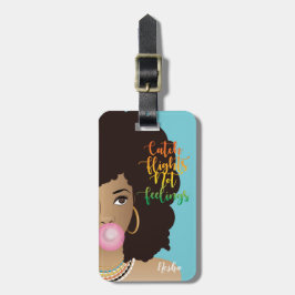 Etiqueta De Bagagem Voo de captura não sente, mulher negra, chiclete,