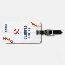 Etiqueta De Bagagem Voo do avião Pinstripe com baseball Sofball