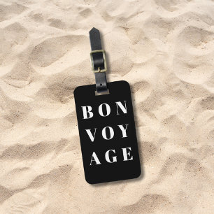 Etiqueta De Bagagem Voyage em preto-e-Cinza-claro legal