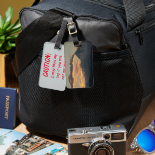 Etiqueta De Bagagem Vulcão na Precaução Sunset Alaska