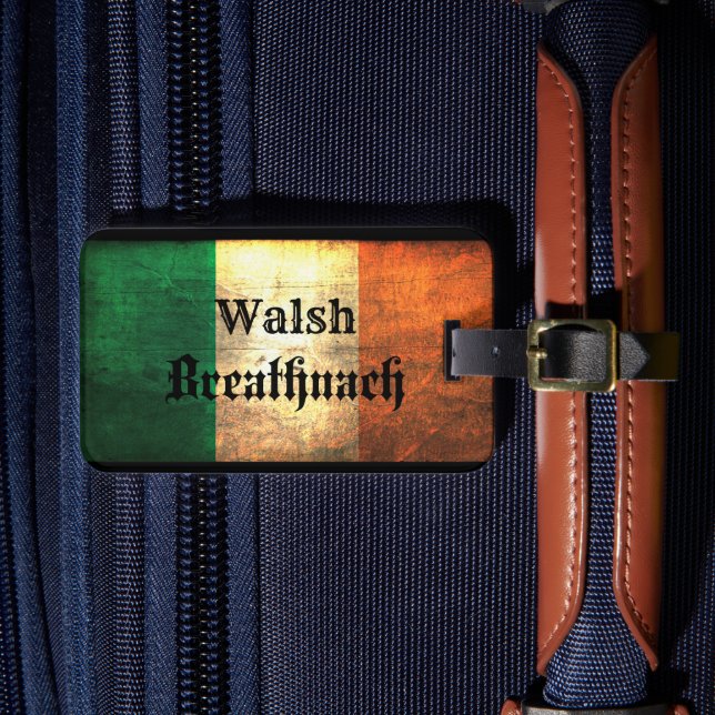 Etiqueta De Bagagem Walsh Irish Flag (Frente Insitu 4)