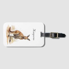 Etiqueta De Bagagem Wanderer de Outback: Costume de Watercolor Kangaro
