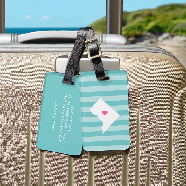 Etiqueta De Bagagem Washington DC Heart | Cidade inicial (Criador carregado)