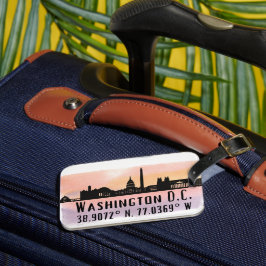 Etiqueta De Bagagem Washington DC Skyline Latitude e Longitude
