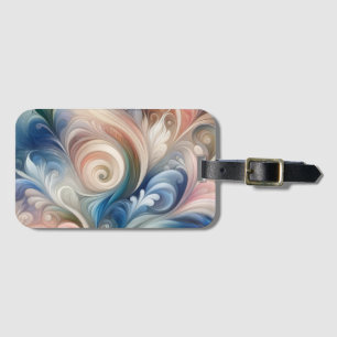 Etiqueta De Bagagem Watercolor Fantasy Floral Pastel Blue & Cream