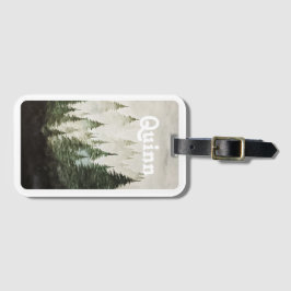 Etiqueta De Bagagem Watercolor Foggy Pine Trees 