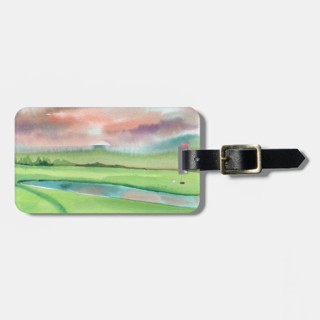 Etiqueta De Bagagem Watercolor Golf (Frente Horizontal)