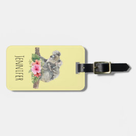 Etiqueta De Bagagem Watercolor Koala Bears Bonita Mãe e Bebê