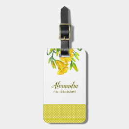 Etiqueta De Bagagem Watercolor Yellow Day Lily Floral Art