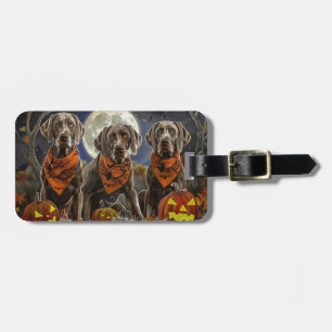 Etiqueta De Bagagem Weimaraner Halloween Assustador 