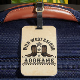 Etiqueta De Bagagem Western Cowboy Boots ADD NAME Xerife Spurs Saloon