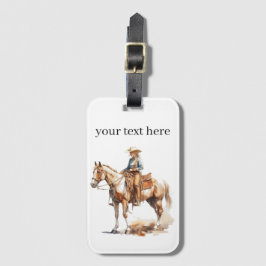 Etiqueta De Bagagem Western Watercolor Blonde Cowgirl, personalizada