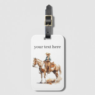 Etiqueta De Bagagem Western Watercolor Blonde Cowgirl, personalizada