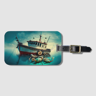 Etiqueta De Bagagem Whimsical Shrimp Boat and Shrimp License Plate