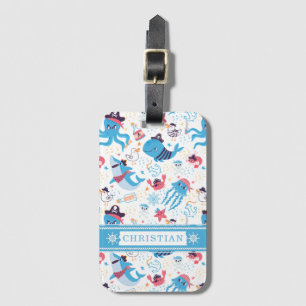 Etiqueta De Bagagem Whimsical under Sea Pirate Náutica Kids
