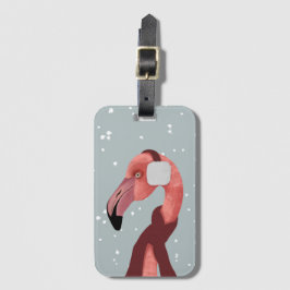 Etiqueta De Bagagem Whimsso Cozy Winter Flamingo Com Scarf