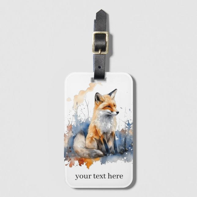 Etiqueta De Bagagem Whispers da Raposa Selvagem em Aquarela, personali (Frente Vertical)