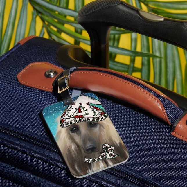 Etiqueta De Bagagem White Afghan Hound (Frente Insitu 1)