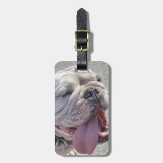 Etiqueta De Bagagem White Buldog Feliz (Frente Vertical)
