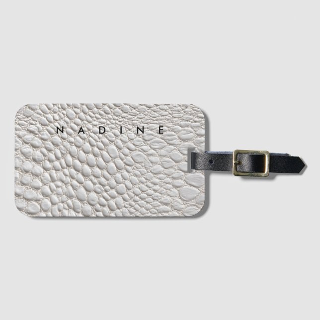 Etiqueta De Bagagem White leather  texture (Frente Horizontal)