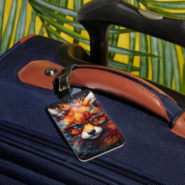 Etiqueta De Bagagem Wild Free Abstrato Pop Fox (Frente Insitu 1)