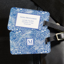 William Morris Marigold Blue Monograma