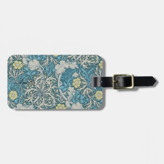 Etiqueta De Bagagem William Morris, padrão art nouveau, algas, azul,f