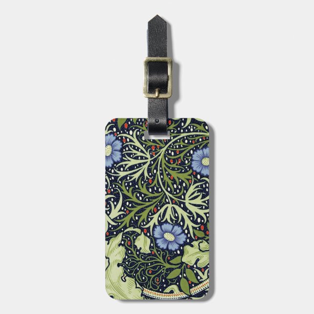 Etiqueta De Bagagem William Morris Seaweed Flor Antiquado (Frente Vertical)