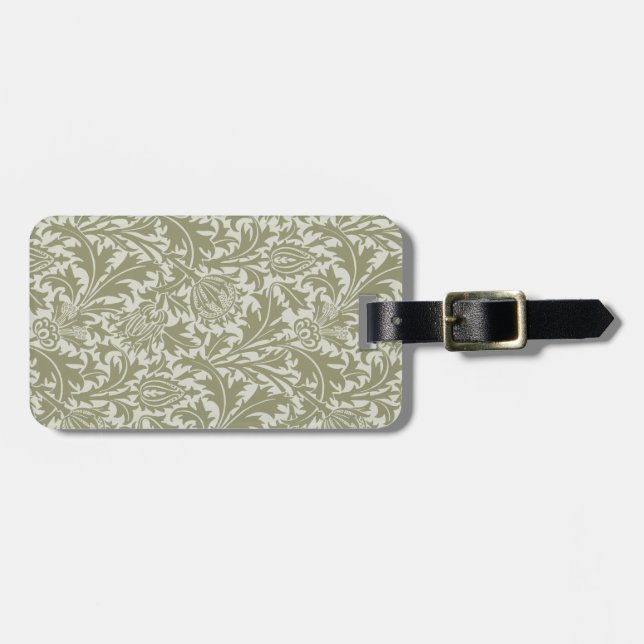 Etiqueta De Bagagem William Morris Thistle Sage - Padrão Verde (Frente Horizontal)