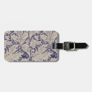 Etiqueta De Bagagem William Morris Wallflower Blue damask