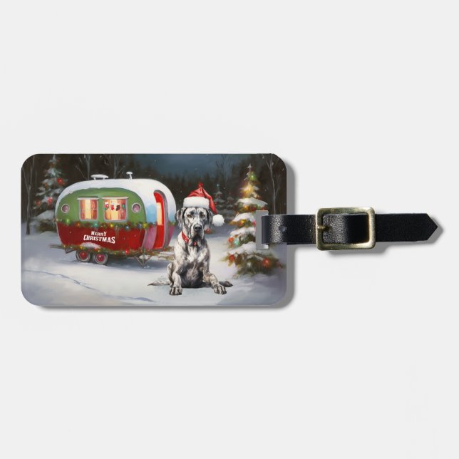 Etiqueta De Bagagem Winter Great Dane Caravan Christmas Adventure (Frente Horizontal)