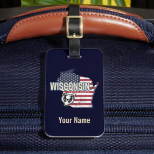 Etiqueta De Bagagem Wisconsin Estados Unidos - Estado Unidos - Mapa Vi