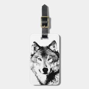 Etiqueta De Bagagem Wolf Black & White Pop Art