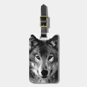 Etiqueta De Bagagem Wolf Black & White Pop Art