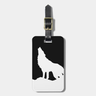 Etiqueta De Bagagem Wolf Black & White Pop Art Name Details Two
