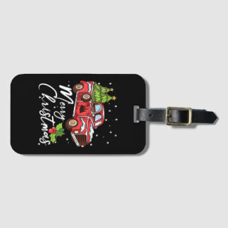 Etiqueta De Bagagem Womens Merry Christmas Vintage Red Truck With Tree