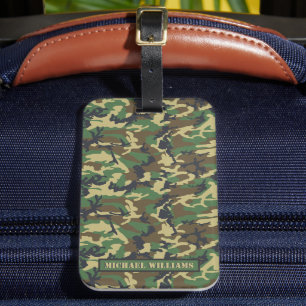 Etiqueta De Bagagem Woodland Militairy Camo Impressão - Personalizado