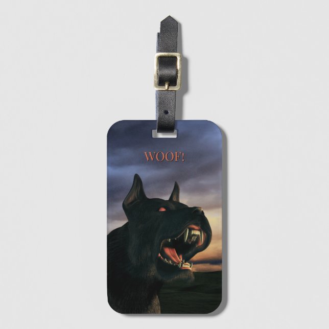 Etiqueta De Bagagem Woof! Big, black dog (Frente Vertical)
