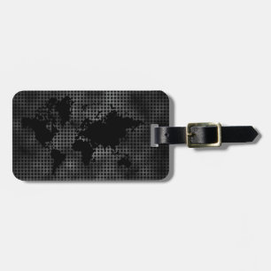 Etiqueta De Bagagem World Map Faux Professional Black Metal