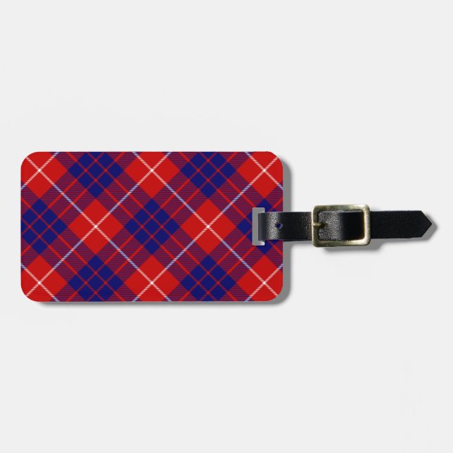 Etiqueta De Bagagem Xadrez azul-roxa-tartan (Frente Horizontal)