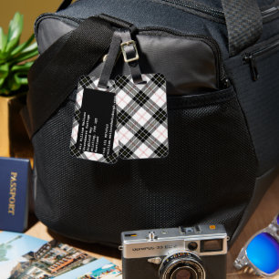 Etiqueta De Bagagem Xadrez branca preta de tartan MacPherson