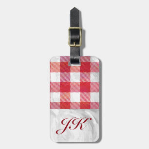 Etiqueta De Bagagem Xadrez Buffalo Vermelho e Branco