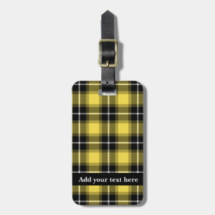 Etiqueta De Bagagem Xadrez de Tartan Preto Amarelo Personalizada