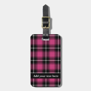 Etiqueta De Bagagem Xadrez Escocês Rosa Preto Personalizado