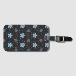 Etiqueta de Bagagem Xadrez Preto e Azul Designer
