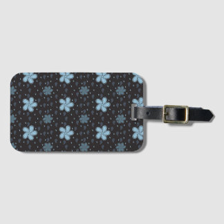 Etiqueta de Bagagem Xadrez Preto e Azul Designer