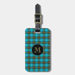 Etiqueta De Bagagem Xadrez Tartan Blue Yellow Monographic Trendy